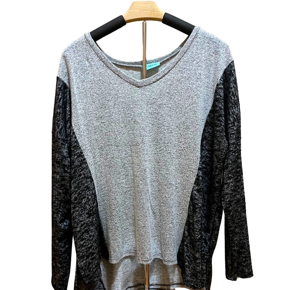 P.S. Kate Black and Grey Long Sleeve Top